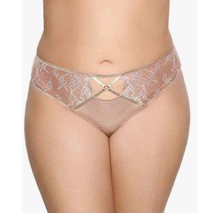 Ashley Graham Women's Plus Size Lace Thong Beige 3-Pack Size 1X
